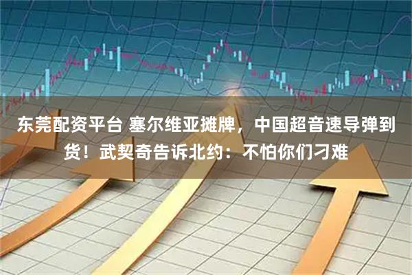 东莞配资平台 塞尔维亚摊牌，中国超音速导弹到货！武契奇告诉北约：不怕你们刁难